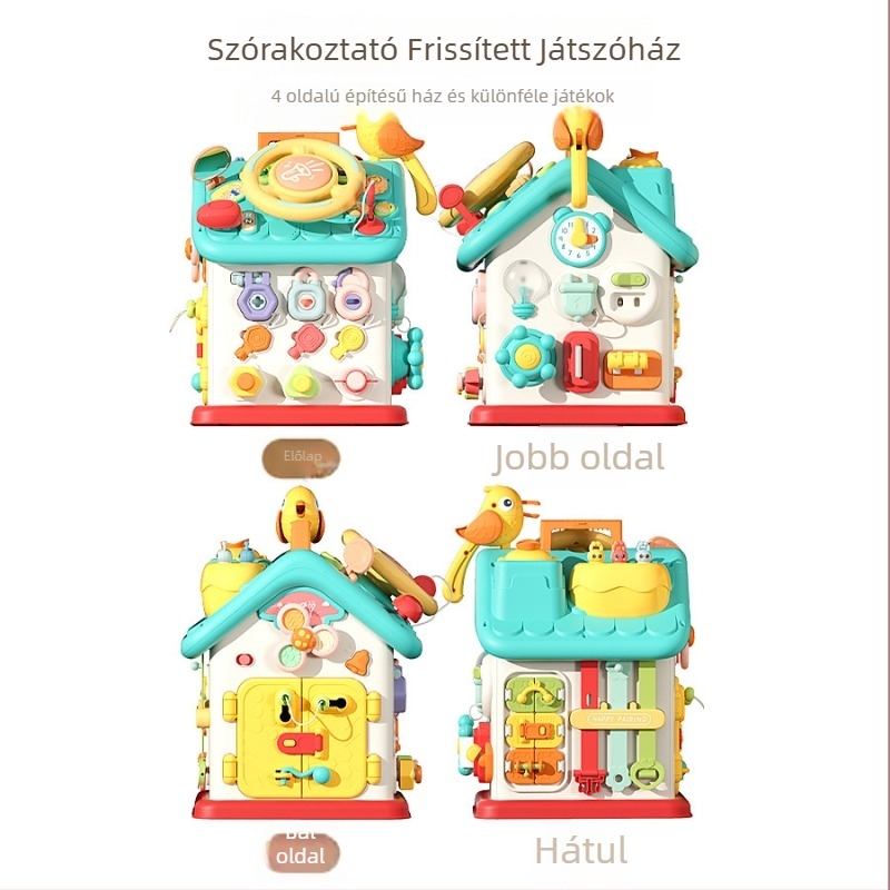 Montessori hatszögletű tevékenység-ház — Többfunkciós korai oktatási játék csecsemőknek, műanyagból, 0–2 évesek, Guangdong eredet, 3C elektromos játék 14 éves kor alatt, termékkód XJBB