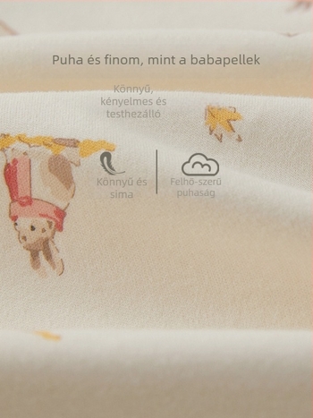 Gyermekeknek szóló 100% pamut alsó- és felsőruha, újszülött 0–12 hónap, kerek nyakú, semleges nem, állat- vagy rajzfilmszerű minta, melegen tart, tavasz-őszi időkre