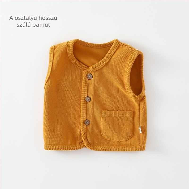 Gyerekeknek készült pamut mellény, ujjatlan, casual/cardigan stílus, egyszínű, 60% pamut