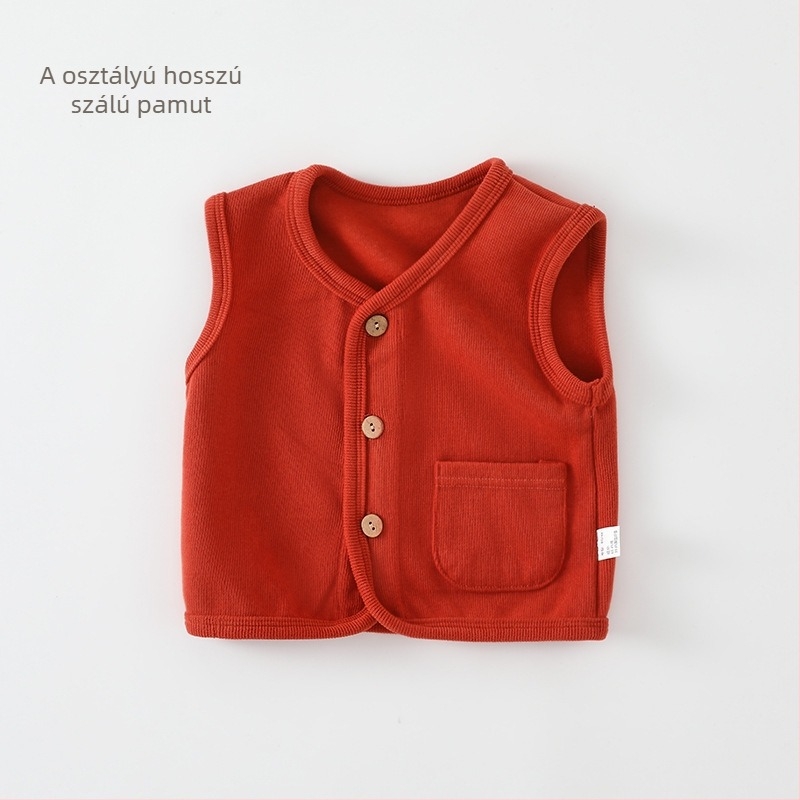 Gyerekeknek készült pamut mellény, ujjatlan, casual/cardigan stílus, egyszínű, 60% pamut