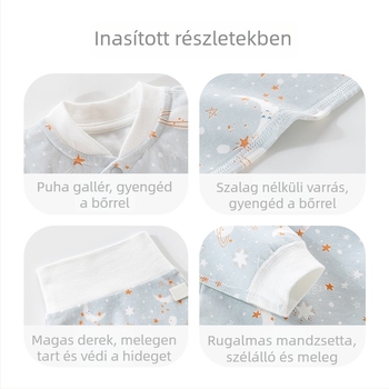 Gyermekek pamut kétrészes alsónemű készlet, kerek nyakú, 100% pamut, 1–3 éveseknek (80–100 cm), tavasz–ősz