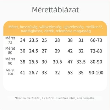 Gyermekek pamut kétrészes alsónemű készlet, kerek nyakú, 100% pamut, 1–3 éveseknek (80–100 cm), tavasz–ősz