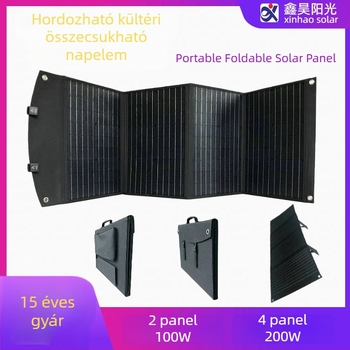 FLEXIBLE SUN Hordozható kültéri összecsukható napelemes panel kempingezéshez, 100–200W, 18/36V, 7 kg