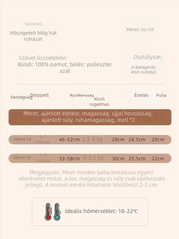 Baba őszi-téli pamut felső, 100% pamut, uniszex, kerek nyakú, kapucni nélküli, újszülötteknek