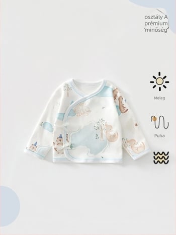 Újszülött pamut felső félhátú dizájnnal, 100% pamut, kerek nyakú, tavasz–ősz, 0–12 hónap