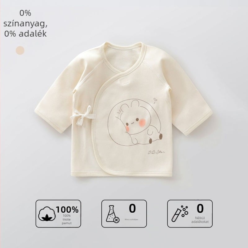 Újszülött pamut galléros felső - 100% pamut, csiszolt szövet, négy évszakos, kapucni nélküli, megfelelő újszülötteknek