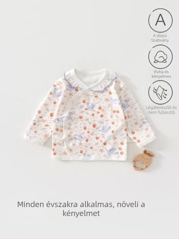 Újszülött pamut felső, 100% pamut, kerek nyakú, kapucni nélkül, Biztonsági osztály A, 0–12 hónapig, lágy felület