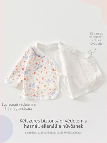 Újszülött pamut felső, 100% pamut, kerek nyakú, kapucni nélkül, Biztonsági osztály A, 0–12 hónapig, lágy felület