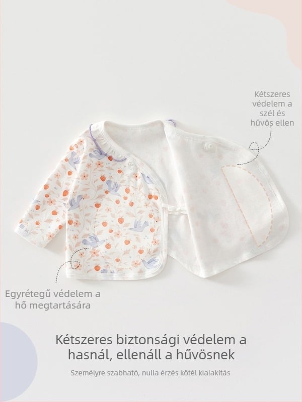 Újszülött pamut felső, 100% pamut, kerek nyakú, kapucni nélkül, Biztonsági osztály A, 0–12 hónapig, lágy felület