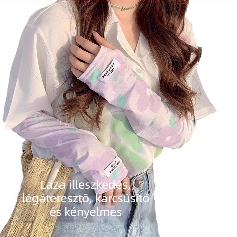 Női UV-védett jégselyem karvédők kerékpározáshoz és vezetéshez, hosszú, lélegző, nyári vékony