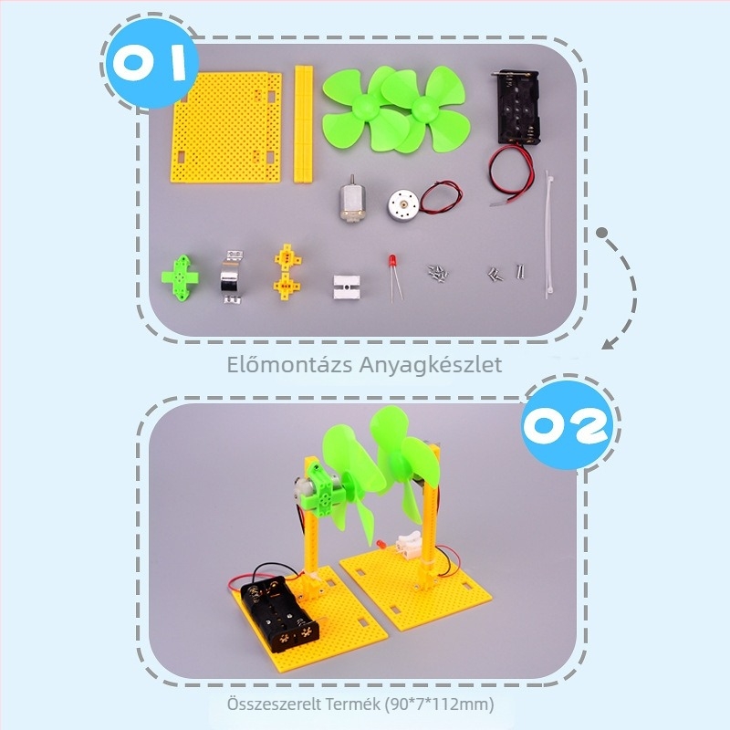 DIY szélturbina tudományos készlet 7–14 éveseknek, műanyag, elektromos, többfunkciós STEAM játék