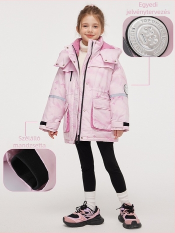 Lányoknak szánt koreai stílusú kapucnis pehelydzseki, fehér kacsa tollal töltve, téli, középhosszú, bő szabású