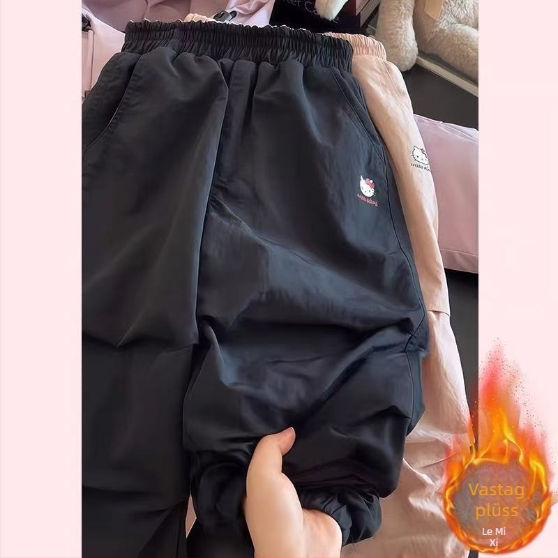 Lányoknak készült szélálló, meleg Soft-Shell nadrág fleece-beléssel, téli viselet — poliészter, középmagas derekú