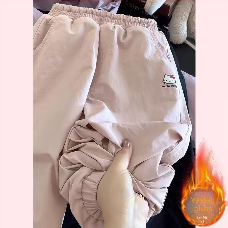 Lányoknak készült szélálló, meleg Soft-Shell nadrág fleece-beléssel, téli viselet — poliészter, középmagas derekú