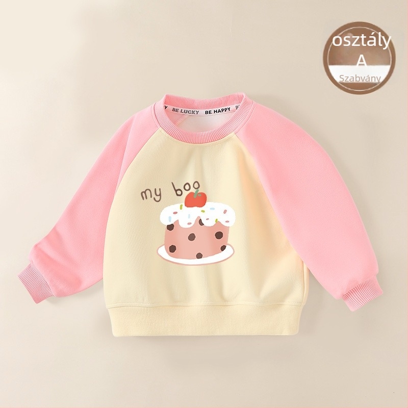 Gyerekeknek készült fleece-bélelt, vastag pulóver, uniszex, hosszú ujjú