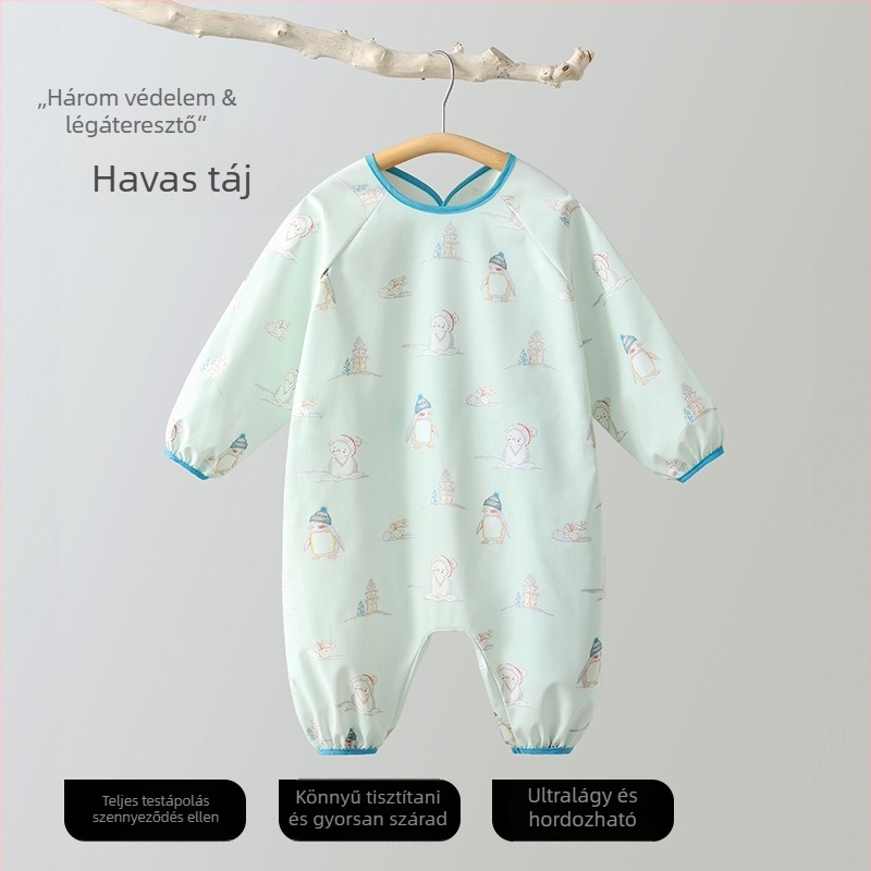 Belleptide Baba vízálló etető kötény zsebbel — Rajzfilm mintás, 100% poliészter