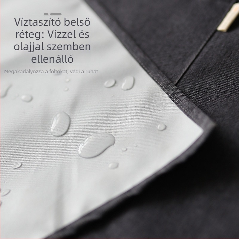 Ujjatlan kötény, kationos anyag, konyhai használatra, vízálló és olajálló