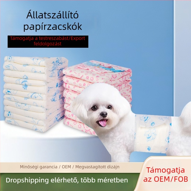 Kutyapelenka – szivárgásmentes, univerzális illeszkedés, rajzfilm-stílus, egyszer használatos, anyag: nem szövött textília + PE film
