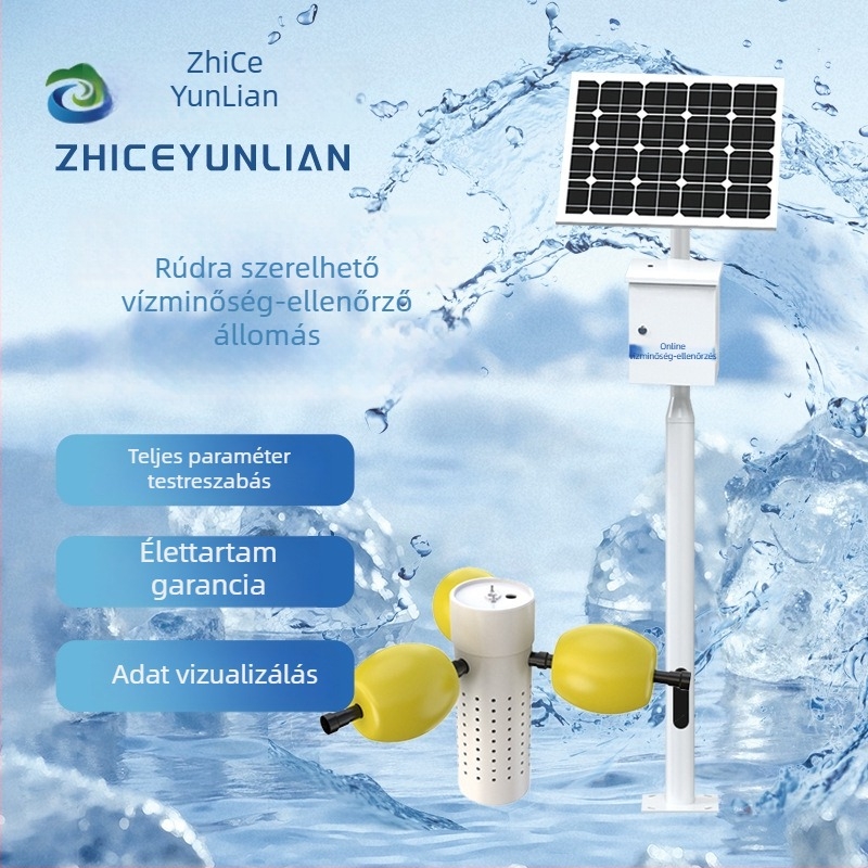 Tartóoszlopra szerelt vízminőség-ellenőrző állomás, többparaméteres, akvakultúra szennyvízre (pH, oldott oxigén, zavarosság, sótartalom, nehézfémek)