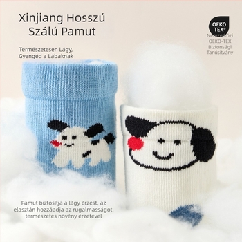 Nido Bear Gyerek zokni – rövid cső, varrat nélküli, minta Cartoon betűkkel, 79,2% pamut, 17,7% nylon, 3,1% spandex, AW2503