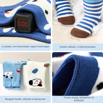 Nido Bear Gyerek zokni – rövid cső, varrat nélküli, minta Cartoon betűkkel, 79,2% pamut, 17,7% nylon, 3,1% spandex, AW2503