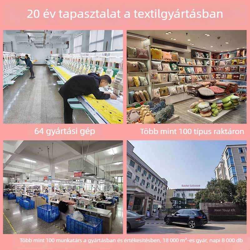 Leisure House Cartoon állatokat ábrázoló párna–takaró, dupla használat, poliészter huzat, PP gyapot töltet, hímzett minta