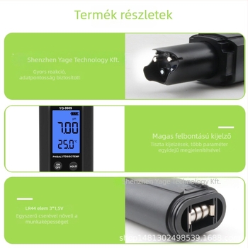 Vízminőség 5 az 1-ben mérőeszköz uszodákhoz és akváriumokhoz – pH, EC/TDS, sótartalom, hőmérséklet (modell YG-9909)
