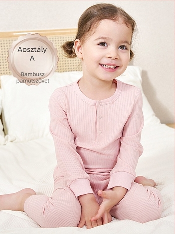 Andan gyerekeknek bambusz rostból készült pizsamaszett, nedvességelvezető, uniszex, 3–8 évesek, ősz-tél, Andan