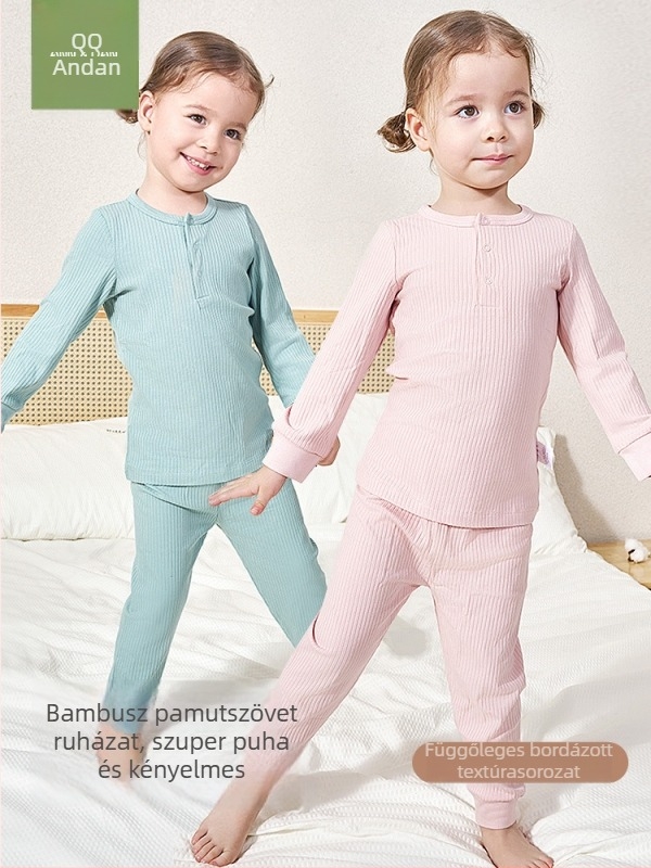 Andan gyerekeknek bambusz rostból készült pizsamaszett, nedvességelvezető, uniszex, 3–8 évesek, ősz-tél, Andan