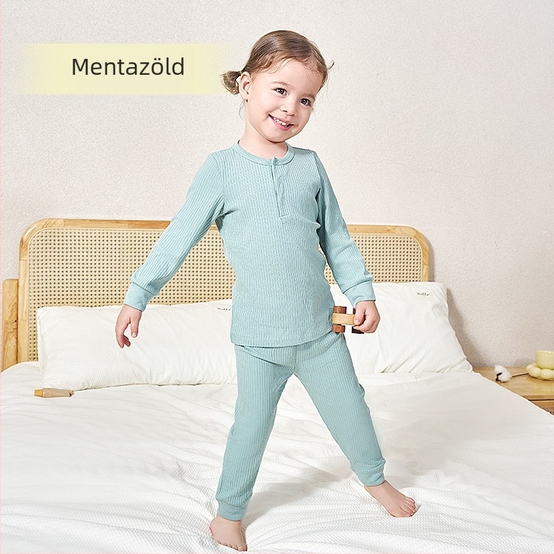 Andan gyerekeknek bambusz rostból készült pizsamaszett, nedvességelvezető, uniszex, 3–8 évesek, ősz-tél, Andan