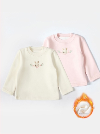 Lányoknak készült fleecével bélelt vastag kereknyakú slim-fit felső, hosszú ujjú, 92,8% poliészter, téli–őszre