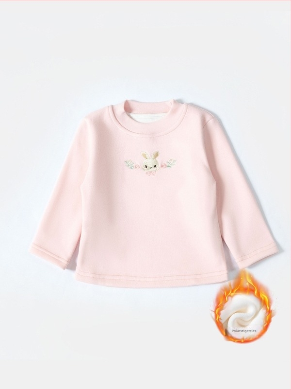 Lányoknak készült fleecével bélelt vastag kereknyakú slim-fit felső, hosszú ujjú, 92,8% poliészter, téli–őszre