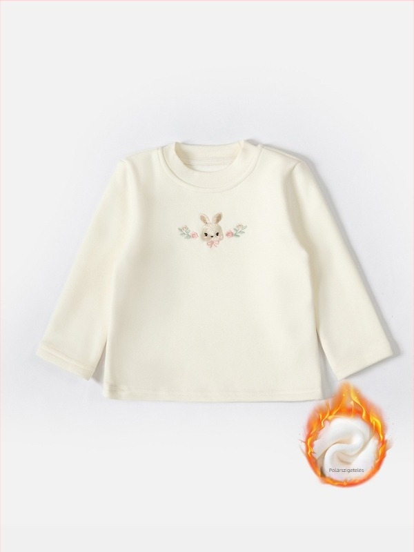 Lányoknak készült fleecével bélelt vastag kereknyakú slim-fit felső, hosszú ujjú, 92,8% poliészter, téli–őszre