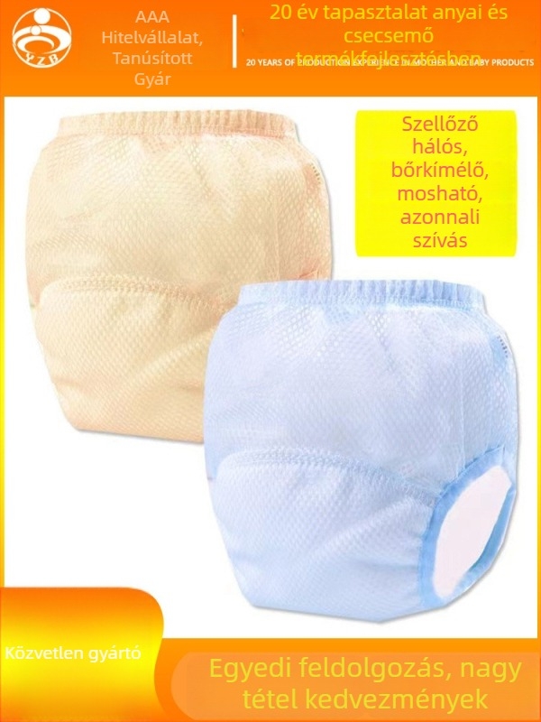 Mosható baba edző nadrág – hálószövésű, légáteresztő tanuló pelenka nadrág, 9–14 kg, 0–6 h, 6–12 h, 1–3 év, Osztály A