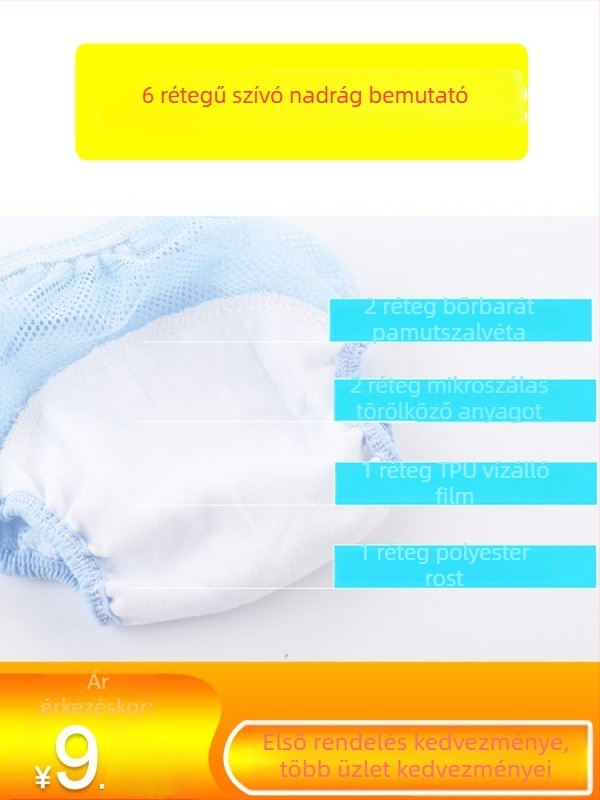 Mosható baba edző nadrág – hálószövésű, légáteresztő tanuló pelenka nadrág, 9–14 kg, 0–6 h, 6–12 h, 1–3 év, Osztály A