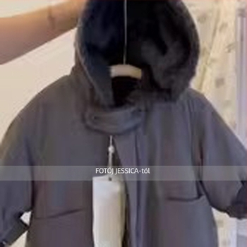 Koreai stílusú gyerek kapucnis vastag pamutkabát télre, 3–8 éveseknek