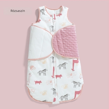 Mindennapos évszakos babaszundzsál ujjakkal, 0–1 éves korosztálynak, pamut töltet, combed pamut anyag, levehető ujjak, nylon cipzár.