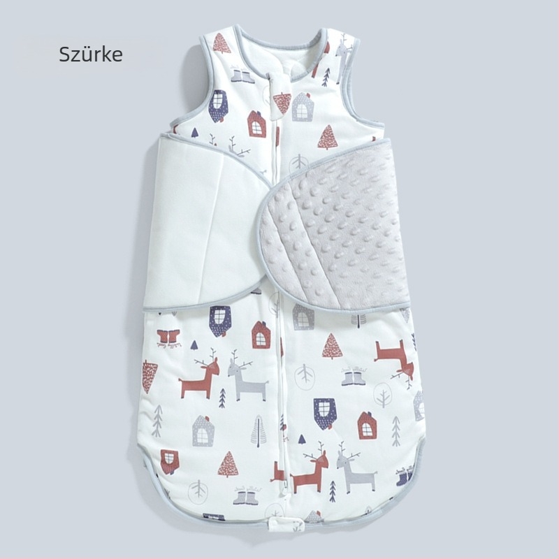 Mindennapos évszakos babaszundzsál ujjakkal, 0–1 éves korosztálynak, pamut töltet, combed pamut anyag, levehető ujjak, nylon cipzár.