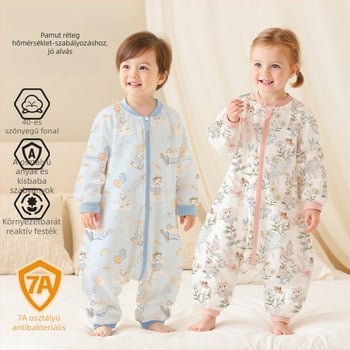 Csecsemő alvózsák – Rajzfilm mintázat; Pamut anyag; Pamut bélés; Pamut töltet; Minden évszakban használható