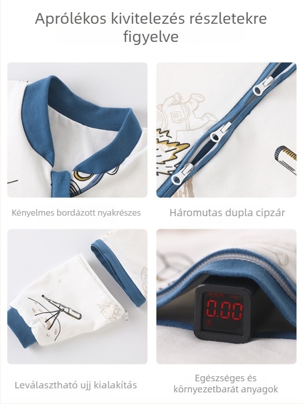 DUUDUU Kétoldalas babaszövetes alvózsák, 100% pamut külső és bélés, pamut töltet, levehető ujjak, fém cipzár, tavasszal és ősszel használható, 0–3 éveseknek