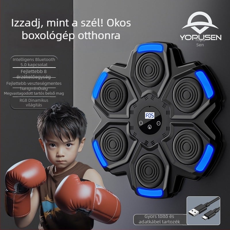 Okos zenei bokszedző otthonra, falra szerelhető – Gyerekeknek szánt bokszgép (Márka: Water source; Jellemzők: intelligens, zene; Szerelés: fal)