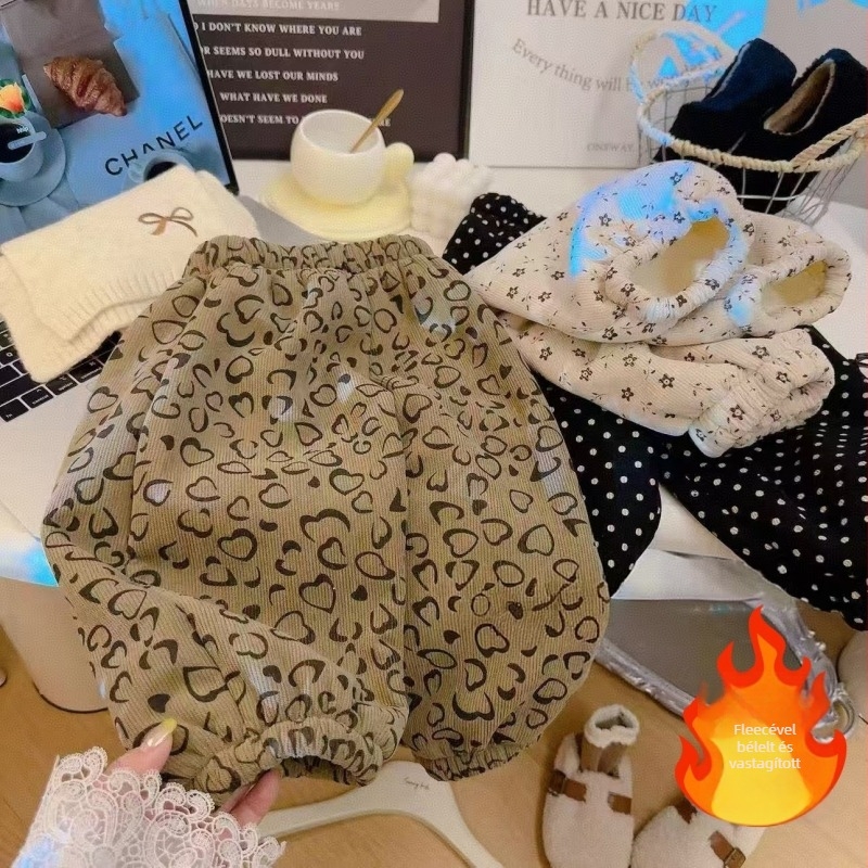 Kordbársony nadrág fleece béléssel, Koreai stílus, gumis derék, hosszú, finom felület