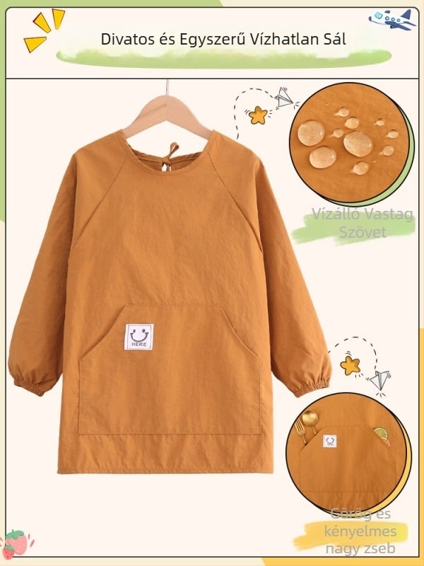 Gyerekeknek vízálló kötény hosszú ujjak, foltálló, visszafordítható, uniszex