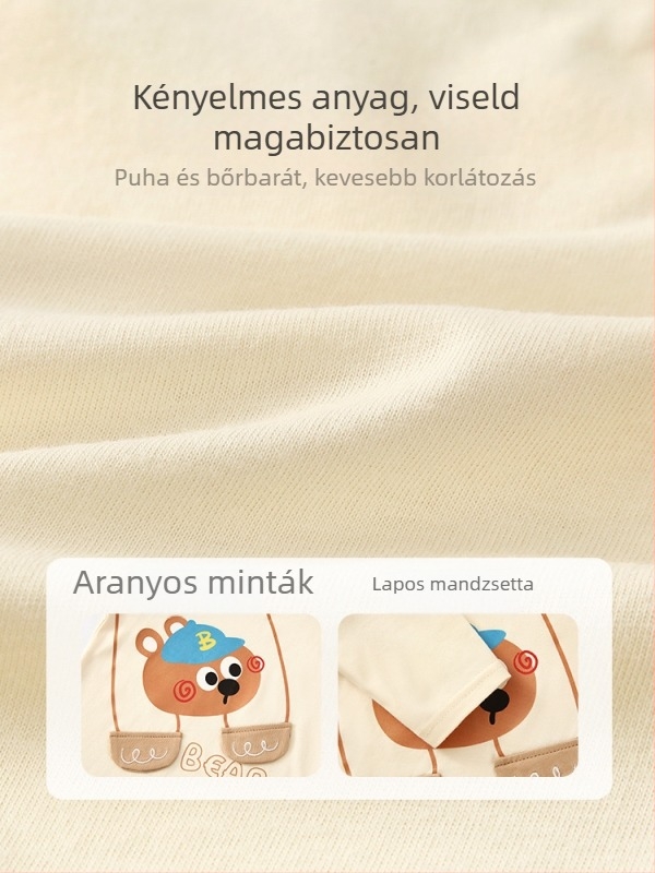 JOYNCLEON Gyerekeknek szóló hosszú ujjú pamutpóló, uniszex, kerek nyakú, 100% pamut, mintás rajzfilmmel, nedvszívó tulajdonsággal, 3–8 éveseknek
