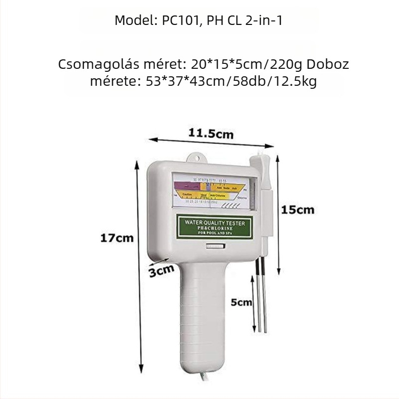 Bluetoothos vízminőség-elemző, hat egyben medencéhez: pH / ORP / EC / TDS / Hőmérséklet
