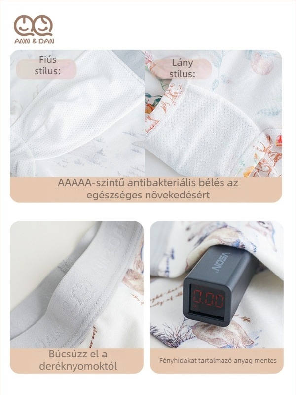 Andan gyerekeknek alsónemű bambuszrostból, 70% regenerált cellulóz, Biztonsági osztály A, 3–8 éveseknek, 3 darabos készlet.