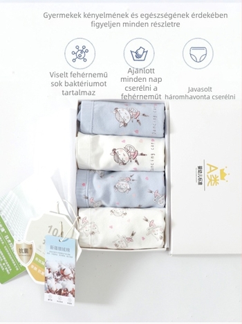 Lányoknak tervezett pamut alsónemű, 95% pamut, A osztályú biztonság, KIDS MAM&DAD márka, 3–8 évesek