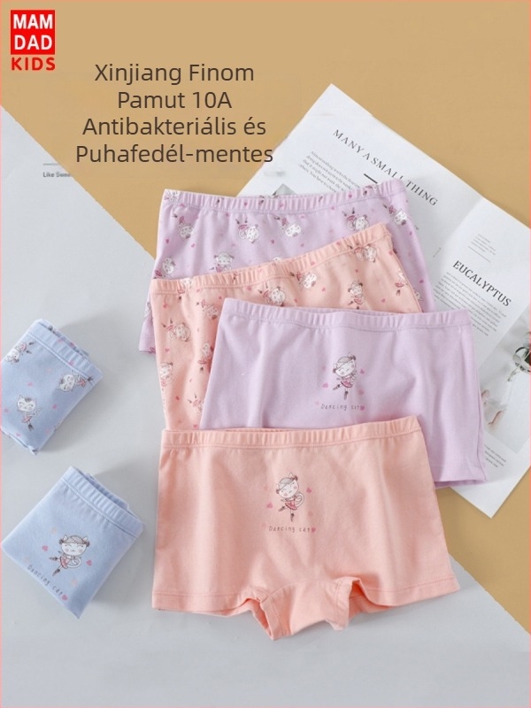 Lányoknak tervezett pamut alsónemű, 95% pamut, A osztályú biztonság, KIDS MAM&DAD márka, 3–8 évesek