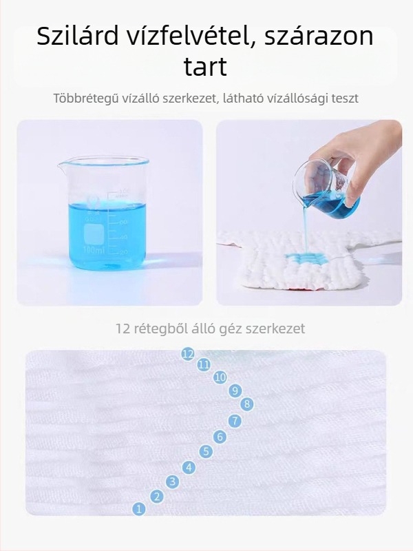 Mu Mu Bear pamut-gaz nadrág pelenka Cartoon nyomtatással, mosható, 9–18 kg