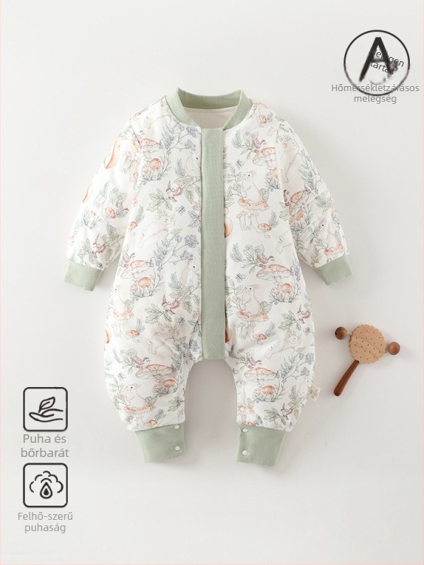 Újszülött split-lábas hálózsák levehető ujjaival, vastag pamut-poliészter töltettel, téli–őszi időszakra